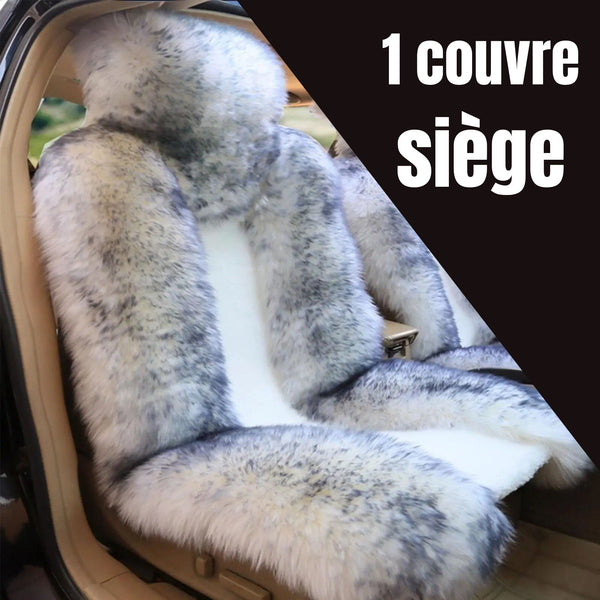 couvre-siège grosse fourrure argenté