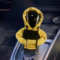 Hoodie Jaune et Noir – Protection Sport pour pommeau de vitesse, avec capuche et cordons noirs, offrant un style dynamique à l’intérieur du véhicule