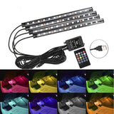 Kit LED intérieur USB comprenant quatre barres lumineuses RGB et une télécommande